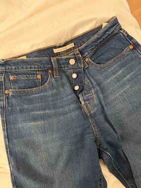 Levi's Medium Blue High-Rise Button-Fly Jeans